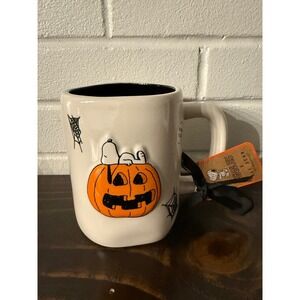 Rae Dunn Peanuts Snoopy Halloween Pumpkin Coffee Mug - Black Inside - NEW‎